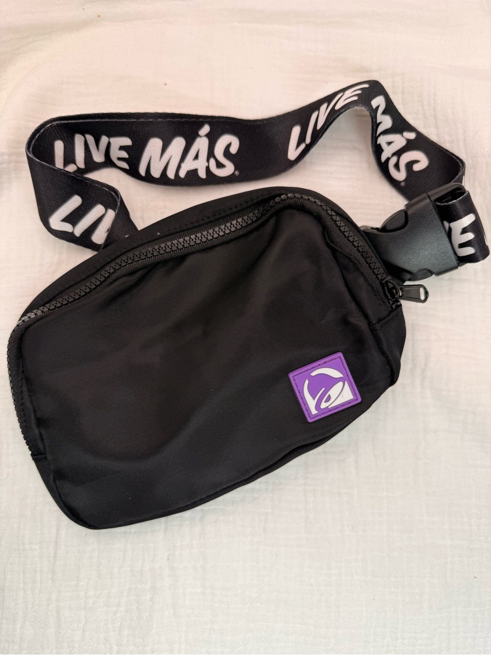 Taco Bell Live Mas Black Belt Bag Fanny Pack Adjustable Logo Strap Polyester